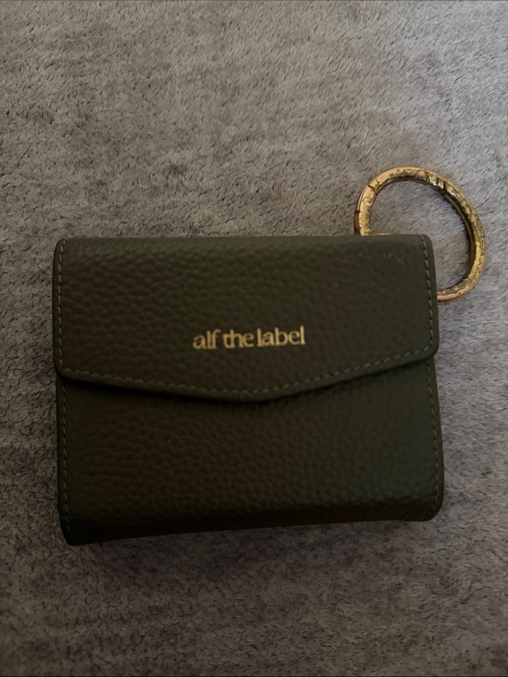 Alf the label Elsie Card Wallet (Pebbled Leather) Olive Green Compact Wallet - Picture 5 of 12